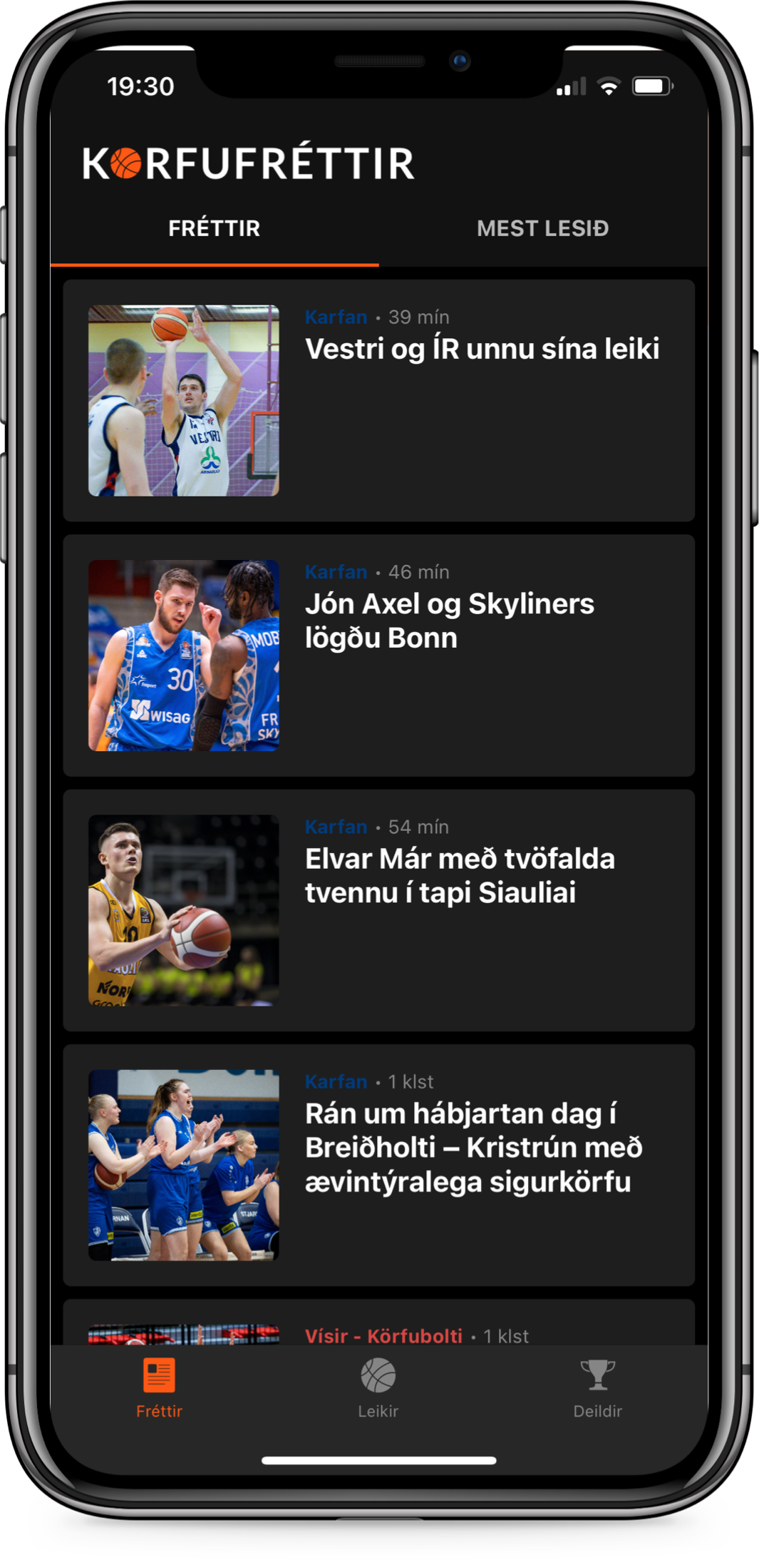 Körfufréttir - screenshot